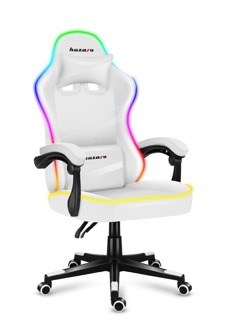 Karrige lojërash Huzaro Force 4.4 RGB, 130kg, e bardhë