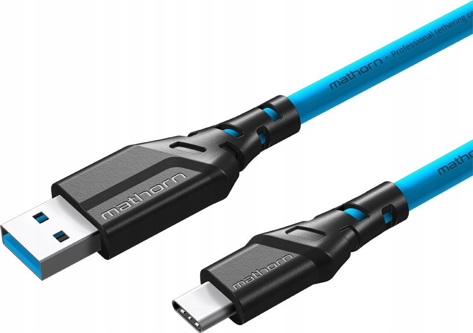 Kabllo tethering Mathorn MTC-500, USB A në USB C, 5m, blu