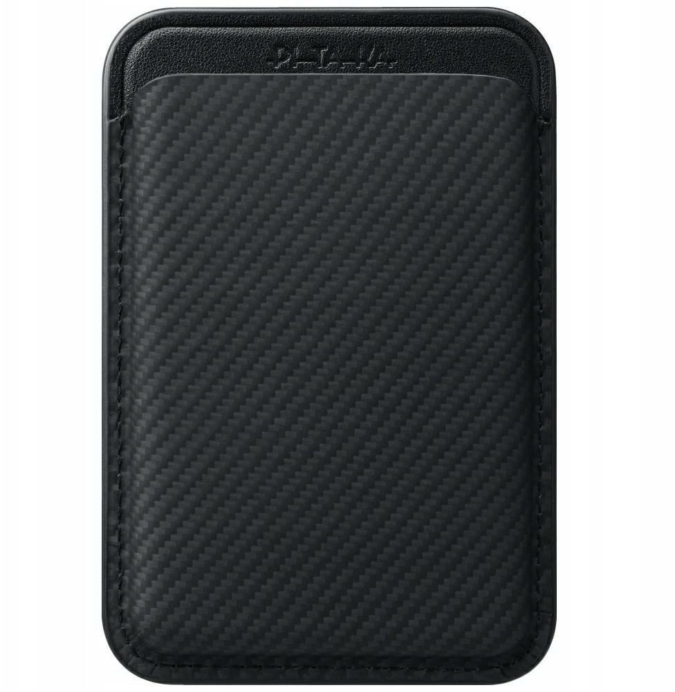 Mbajtëse kartash Pitaka Magnetic Woven Wallet, MagSafe, fibrë karboni, e zezë gri