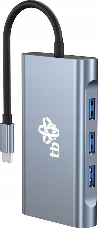 Adaptuer USB C TB Touch AKTBXVA8W1UHVRJ, 8 në 1, HDMI VGA RJ45 USB, gri