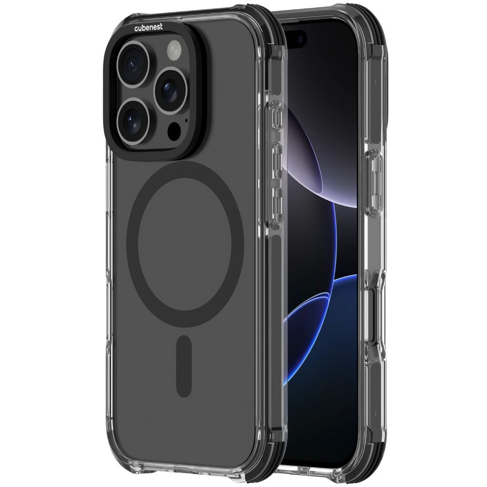 Mbulesë telefoni CubeNest MagPro Strong Guard për iPhone 16 Pro, kompatibile me MagSafe, e zezë