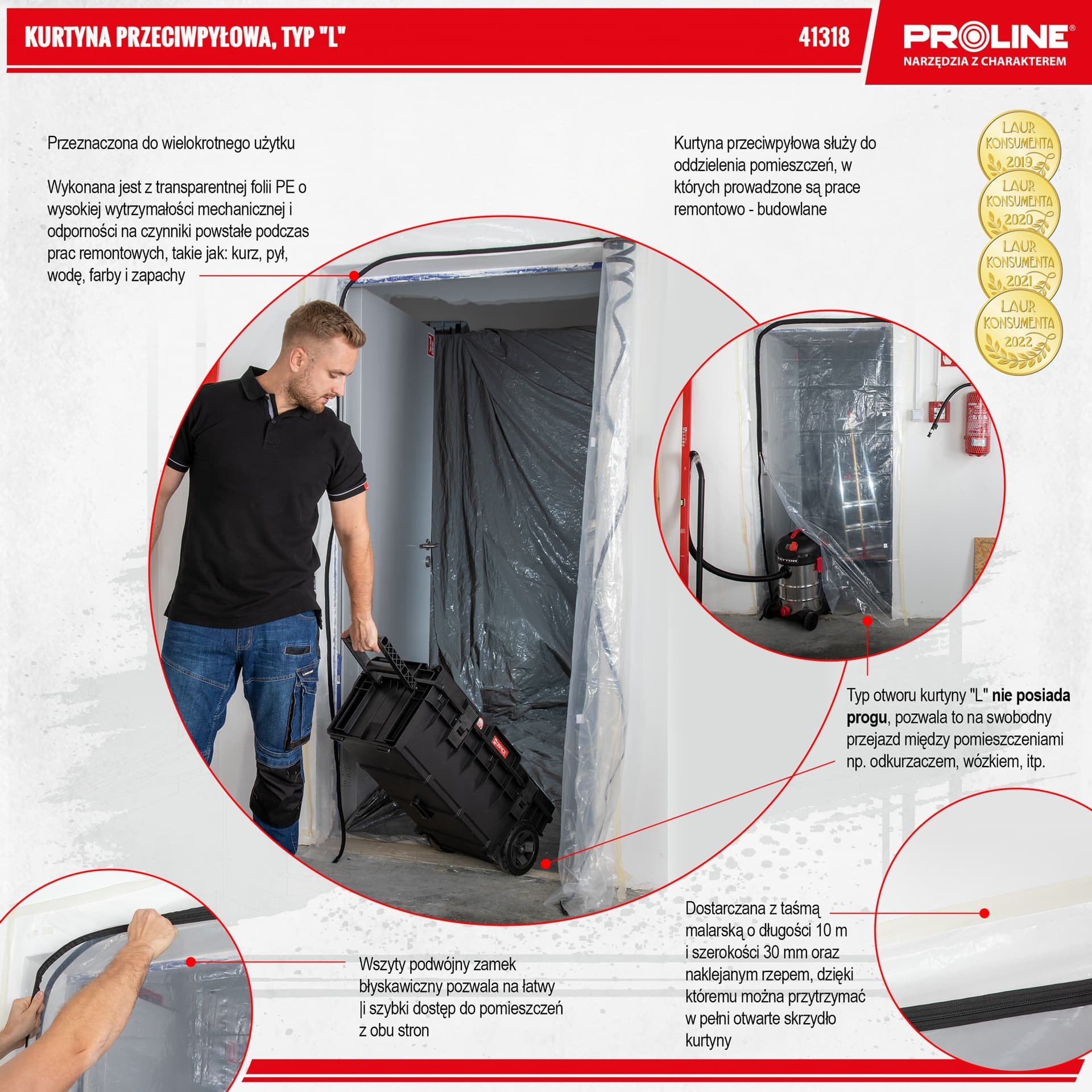 Perde kundër pluhurit Proline Anti dust Foil Curtain 110x220cm, zinxhir L, transparente