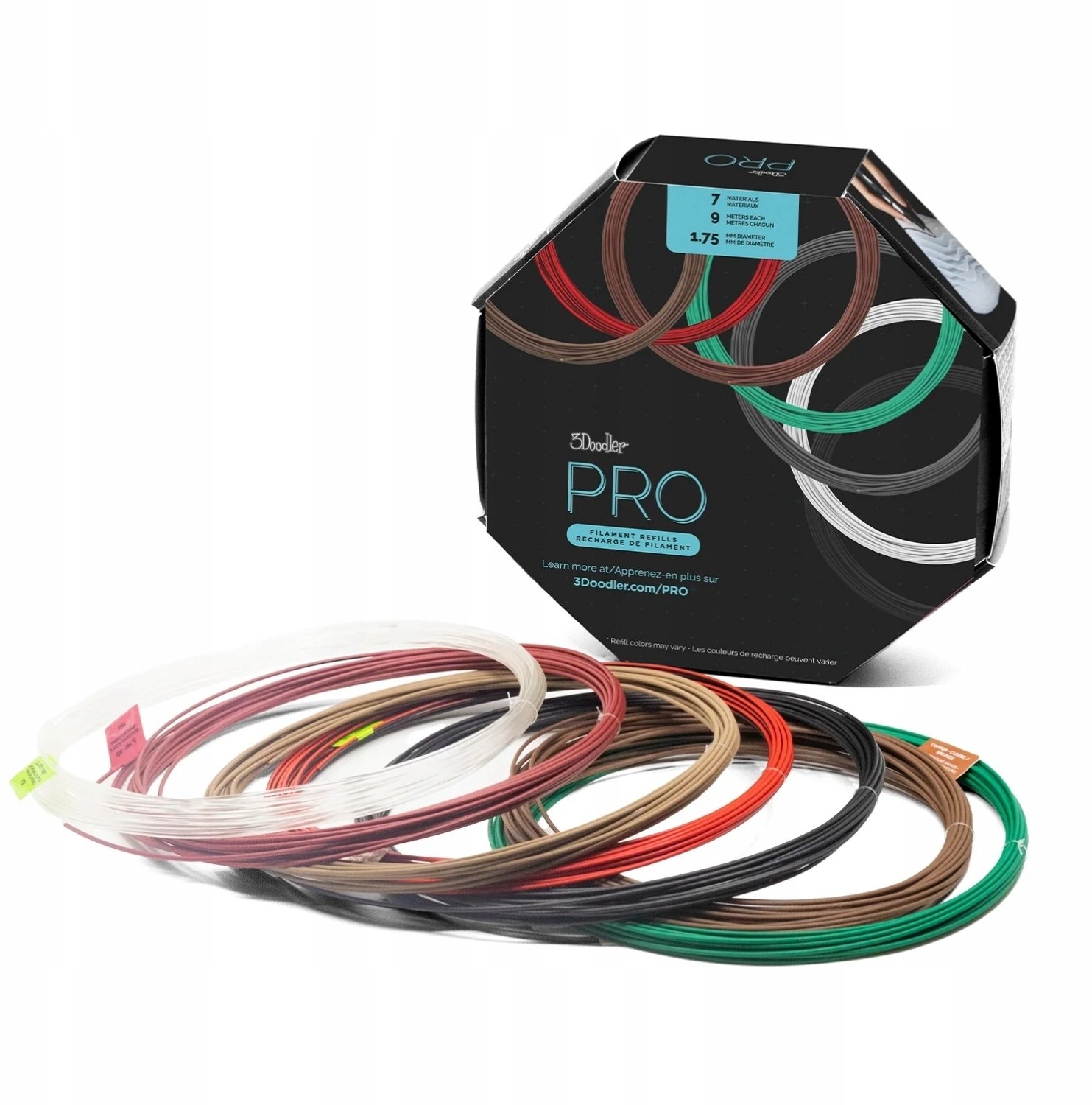 Set filamenti për stilolaps 3D 3Doodler PRO, 1.75mm, shumëngjyrësh