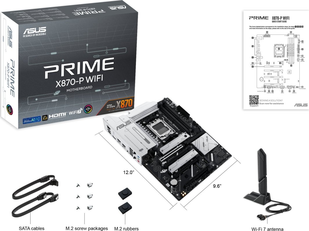 Pllakë amë ASUS Prime X870-P WIFI, AMD X870, Socket AM5, ATX
