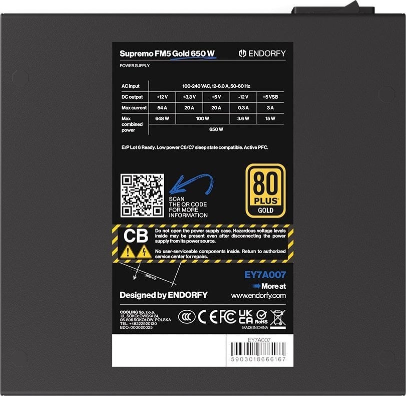 Furnizues me energji Endorf Supremo FM5 Gold, 650W, 80 Plus Gold, i zi