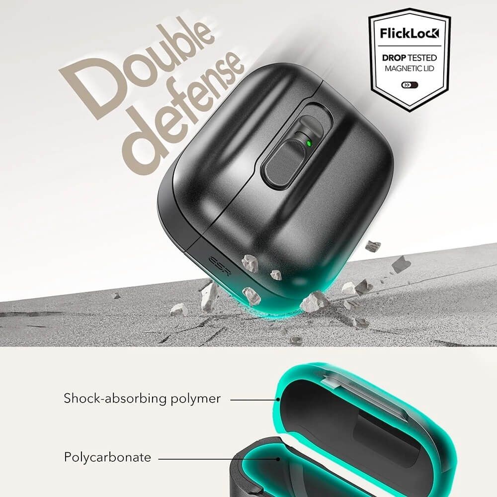Mbrojtëse ESR Pulse FlickLock për AirPods Pro 3 2025, e zezë