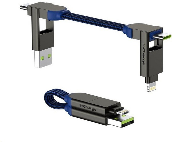 inCharge X - кабел за полнење и податоци, 6in1, сино