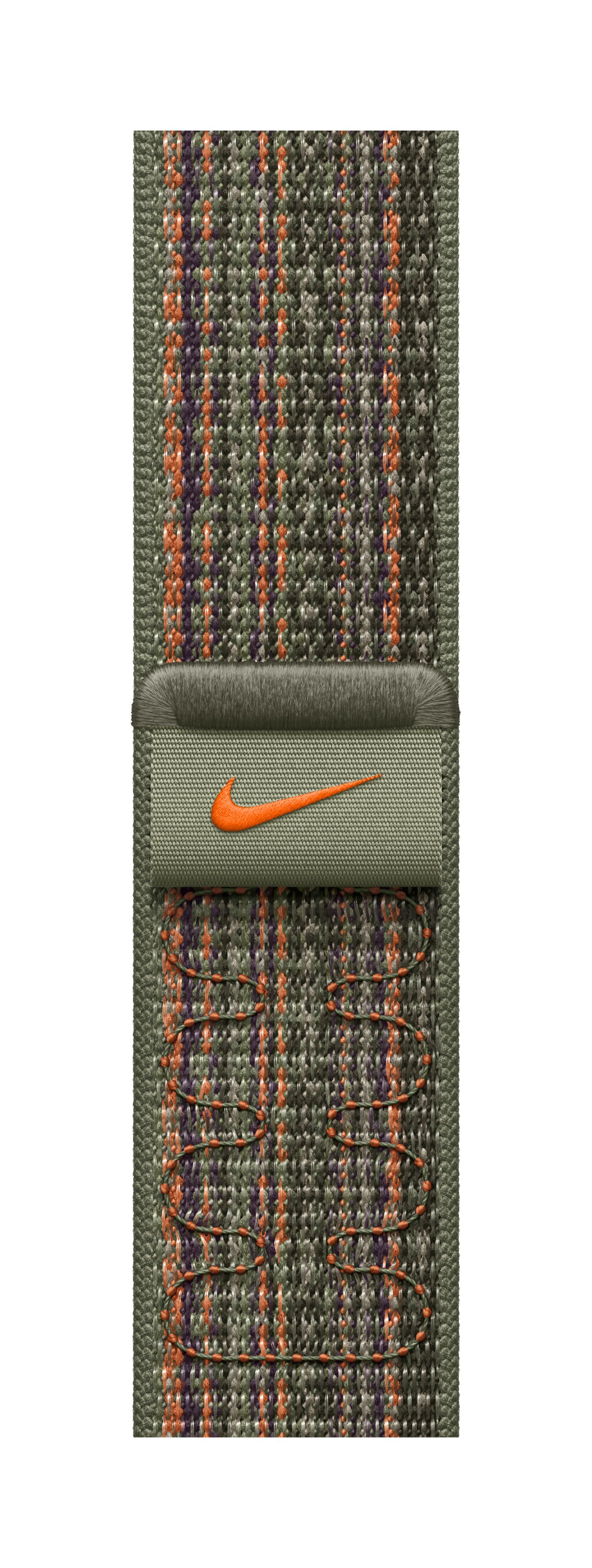 Apple Watch 41mm Nike Band, Sequoia/Orange Nike Sport Loop