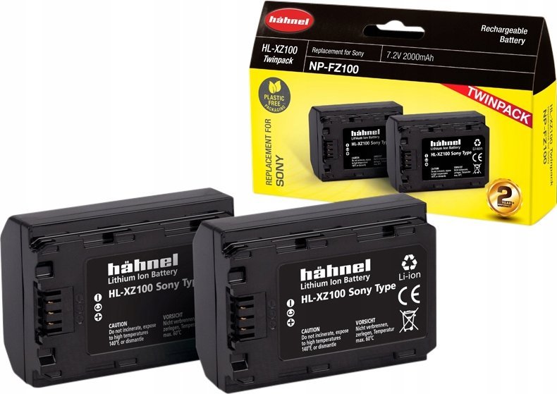 Bateri zëvendësuese Hahnel HL XZ100 për Sony NP FZ100, paketë dyshe, 2000mAh