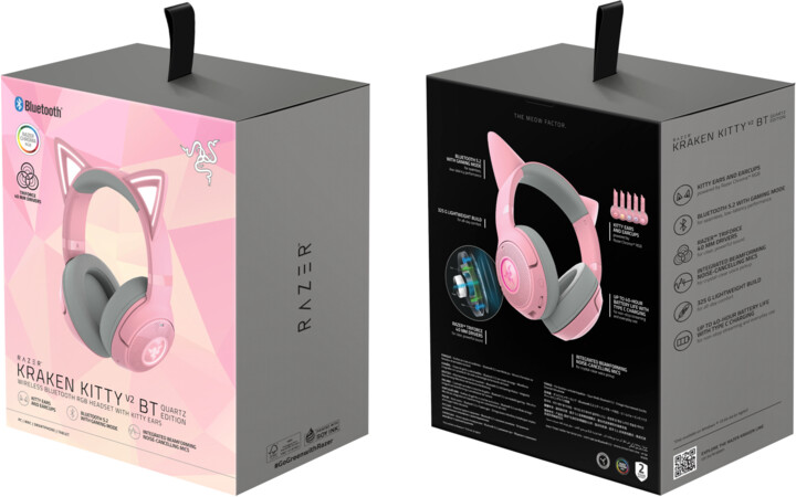 Kufje Razer Kraken Kitty BT V2, rozë