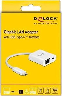 Adapter rrjeti Delock 65402, USB C në Gigabit LAN, Power Delivery 60W, i zi