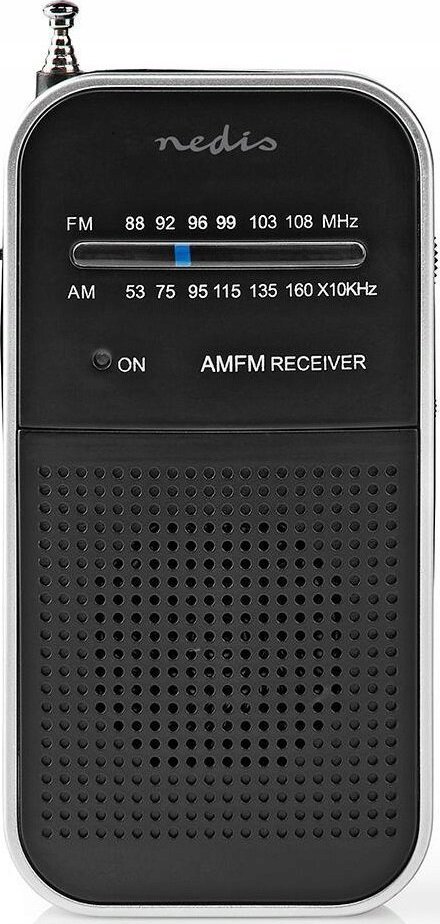 Radio portative Slim Pocket FM AM, dalja 3.5mm për kufje, me bateri AAA, e zezë