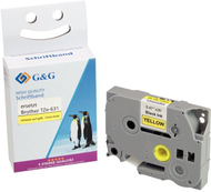 Лента за етикети G&amp;G, 12 mm, 8 m, жолта со црн печат