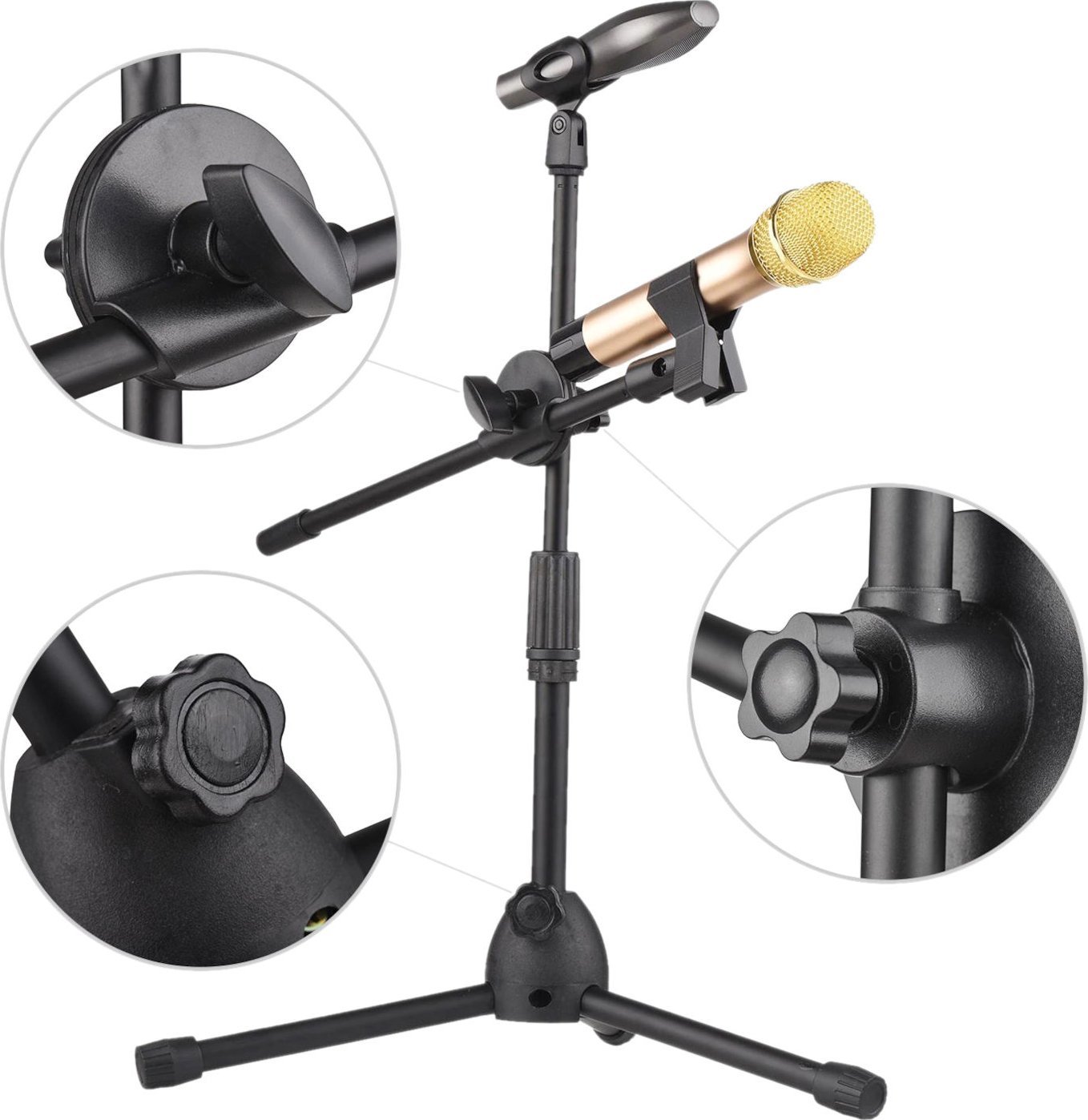 Stativ mikrofoni Mozos SM803 PRO, lartësi e rregullueshme 75 155 cm, kapacitet 1.5 kg, i zi