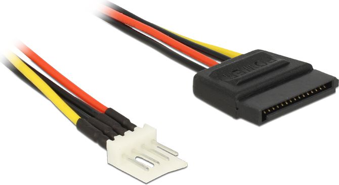 Kabllo Delock SATA, 15-pin - 4-pin, 0.24 m, shumëngjyrëshe
