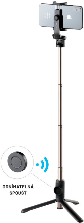 Shkop për selfie FIXED Snap Lite me trekëmbësh, shkrehës wireless, i zi