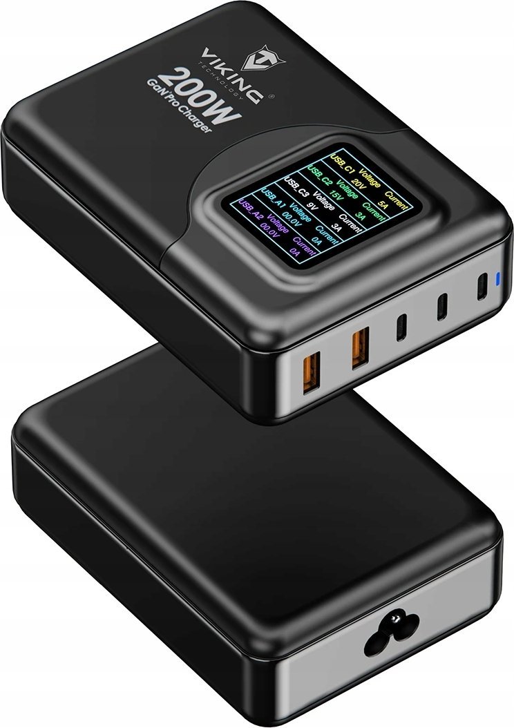 Karikues USB GaN Viking PD PRO, 200W, 3x USB C, 2x USB A, i zi