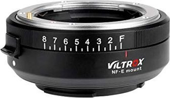 Adapter objektivi Viltrox NF-E LMA, Nikon F dhe G në Sony E-Mount, i zi