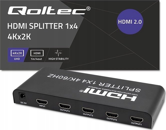 Splitter aktiv HDMI Qoltec 4x1, 4K, 60Hz, i zi