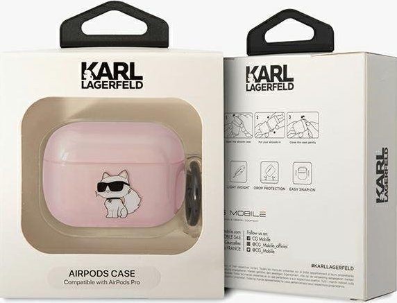 Mbrojtëse Karl Lagerfeld KLAPHNCHTCP për AirPods Pro, koleksioni Choupette, rozë