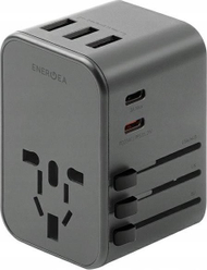 Adaptues udhëtimi Energea Travelworld, 3xUSB 2xUSB C, PD PPS QC 3.0, 35.5W, i zi