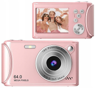 Дигитален фотоапарат XREC Q18, 64MP, 4K 30fps, 18x зум, розова