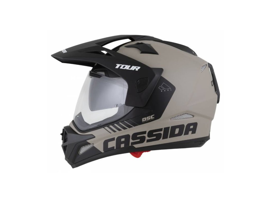 Helmetë moto Cassida Tour 2.0 Dual, vizor për Pinlock, ECE 22.06, bezhë e zezë mat