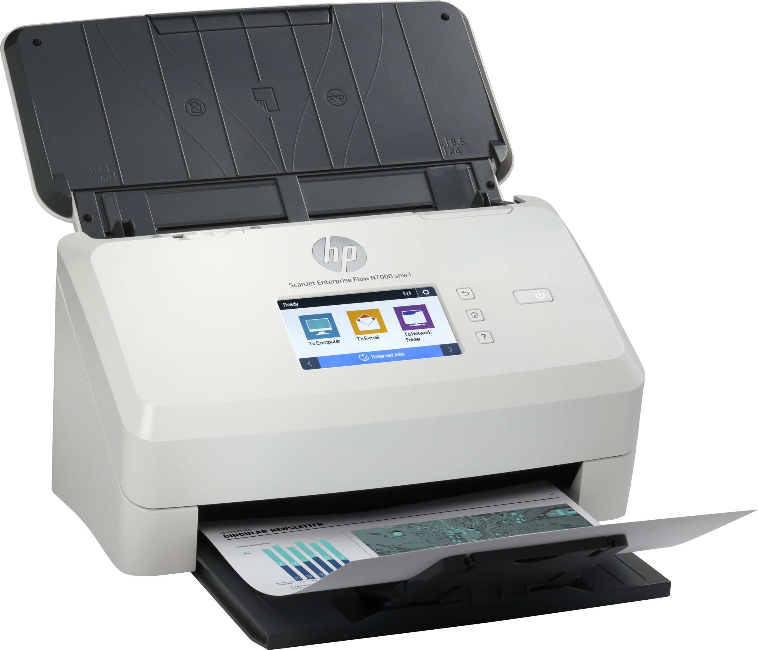 Скенер со вметнување листови HP ScanJet Enterprise Flow N7000 Snw1, 600 x 600 DPI, бел