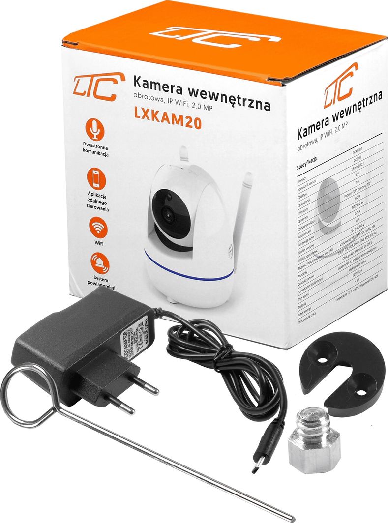 Kamerë sigurie rrotulluese IP LTC, WiFi, 2.0MP, MicroSD, 128GB, e bardhë
