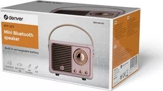 Altoparlant Bluetooth Denver BTP-203, retro, me bateri, rozë