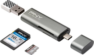 Lexues karte PNY R-TC-UA-3N1E01-RB, USB C dhe USB A, SD dhe microSD, gri