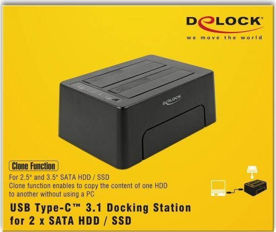 Docking station Delock 2.5"/3.5" SATA – USB-C 3.2 Gen 2