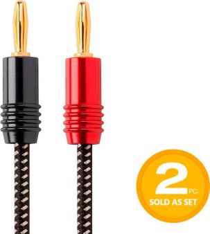 Kabllo altoparlantësh Monoprice, 14AWG, 6ft, e gërshetuar me banana plugs