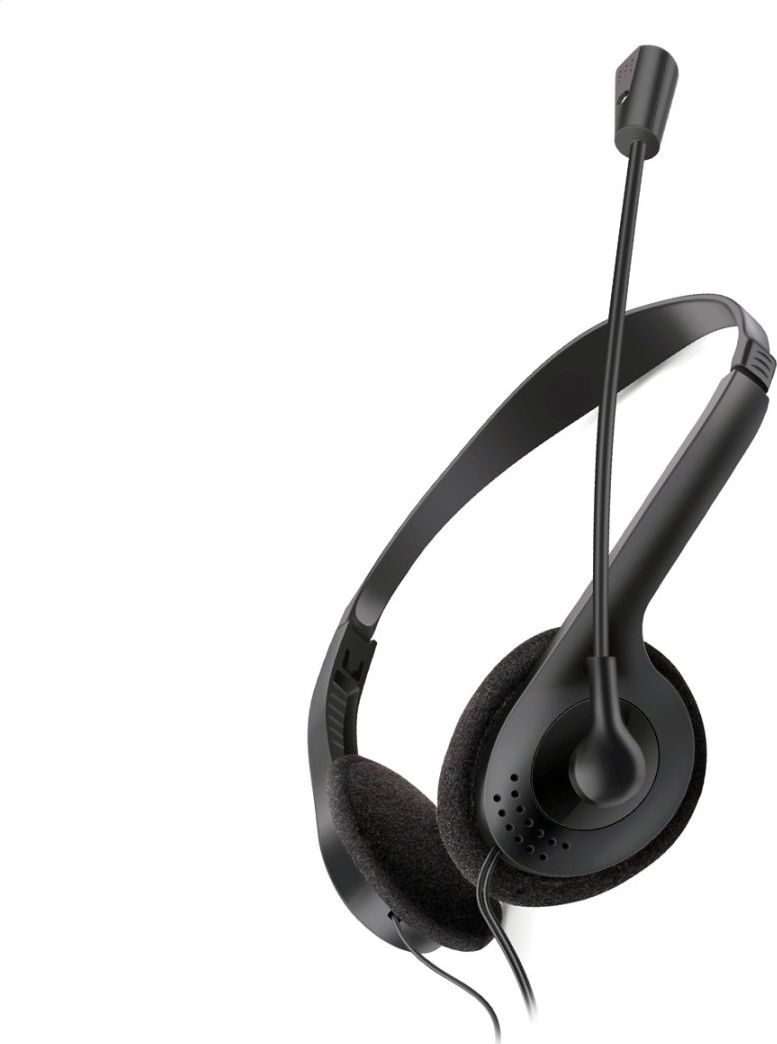 Kufje Fiesta FIS1020, me mikrofon, lidhje USB, të zeza