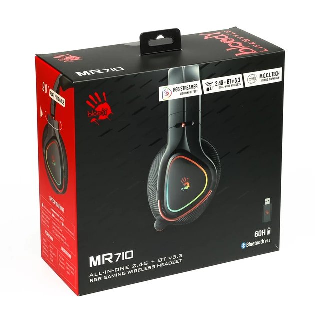 Kufje gaming wireless A4Tech Bloody MR710, Bluetooth, me mikrofon, të zeza