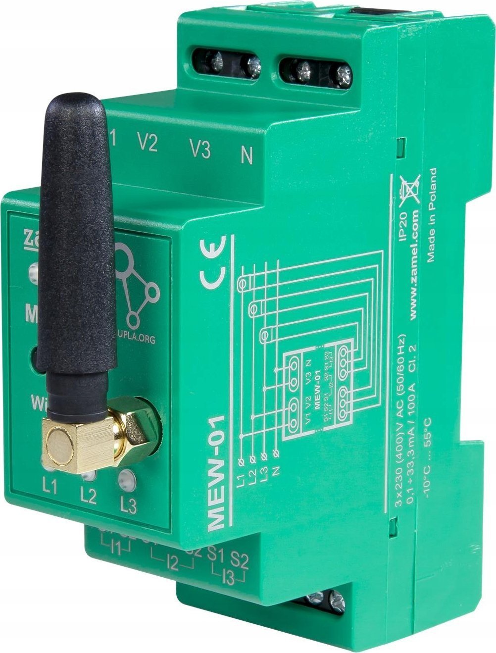 Monitor energjie elektrike Zamel SPL10000031 MEW-01/ANT, Wi‑Fi 3 faza, 100A, i gjelbër