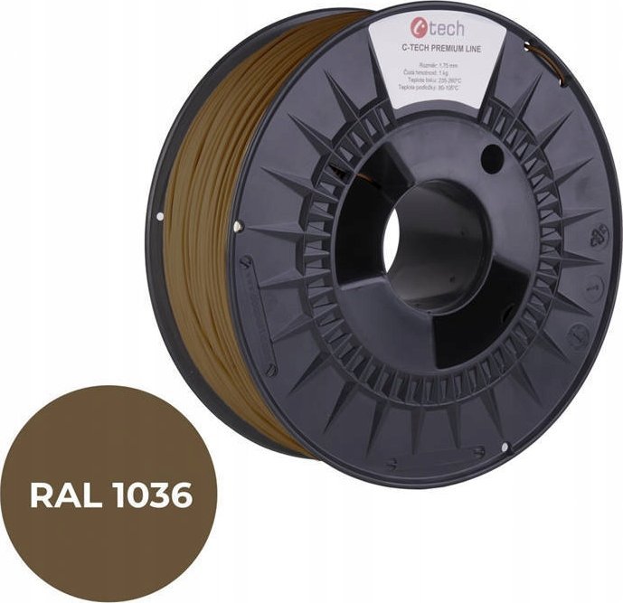 Filament për printer 3D C-Tech Premium Line, PETG, RAL1036, 1.75mm, 1kg