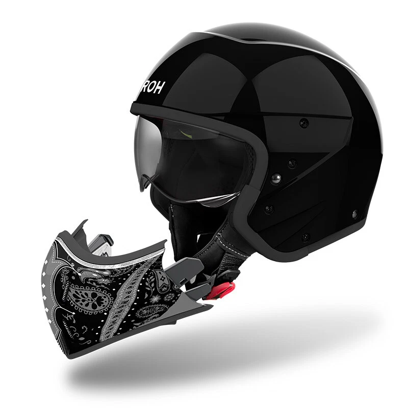 Helmetë motoçiklete Airoh Jet J1P17 J 110, Paesly, e zezë me shkëlqim, XS