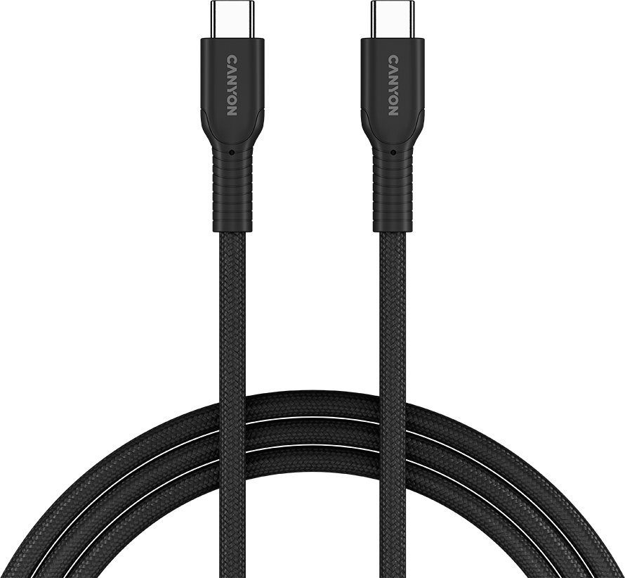 USB кабел Canyon OnWire 60CL, USB C во USB C, 1m, 60W, црн