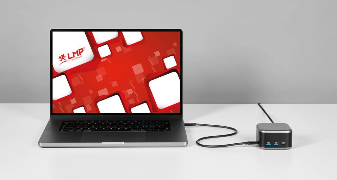 Докинг станица LMP PowerDock, 5 USB-C порти, HDMI 4K, црно сива