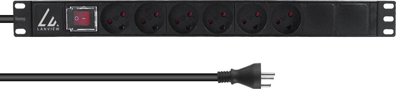 Shirit furnizimi Lanview Rack Mount, 19", për kabinet rack, i zi
