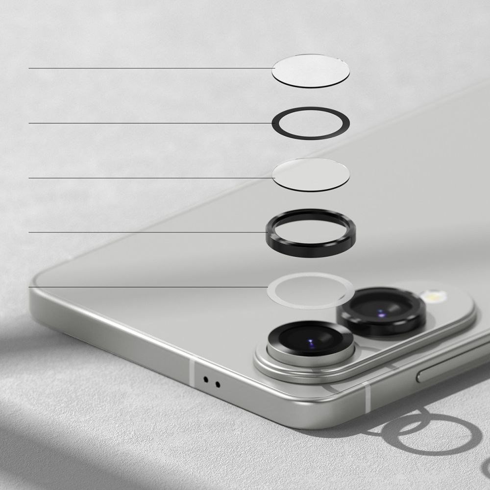 Mbrojtëse kamere Ringke Camera Frame Protector Galaxy S25 Edge, set 2 copë, alumini dhe xham, e zezë