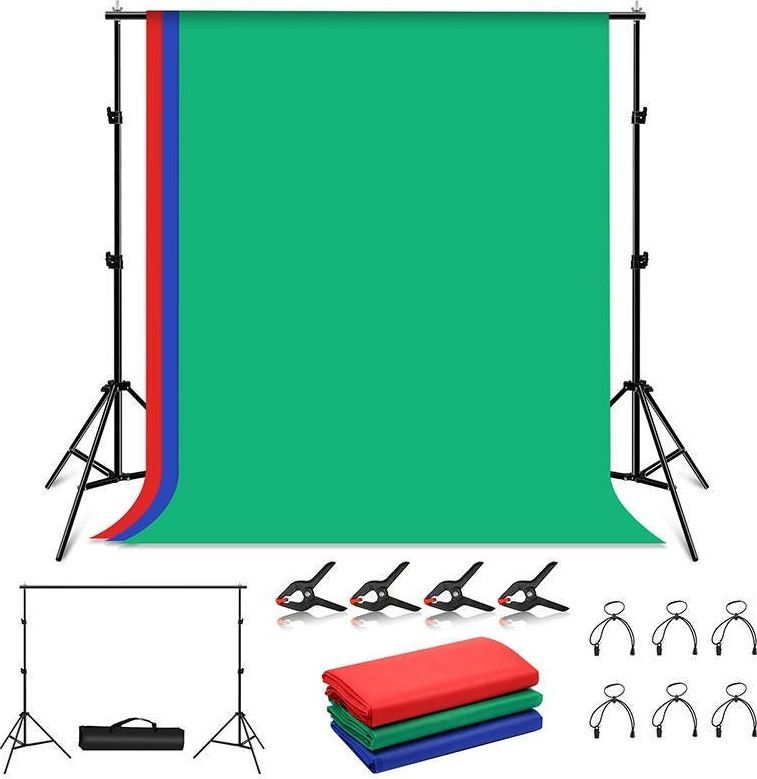 Set për montimin e sfondeve fotografike Tripod Puluz, 2 x 2 m, 3 copë