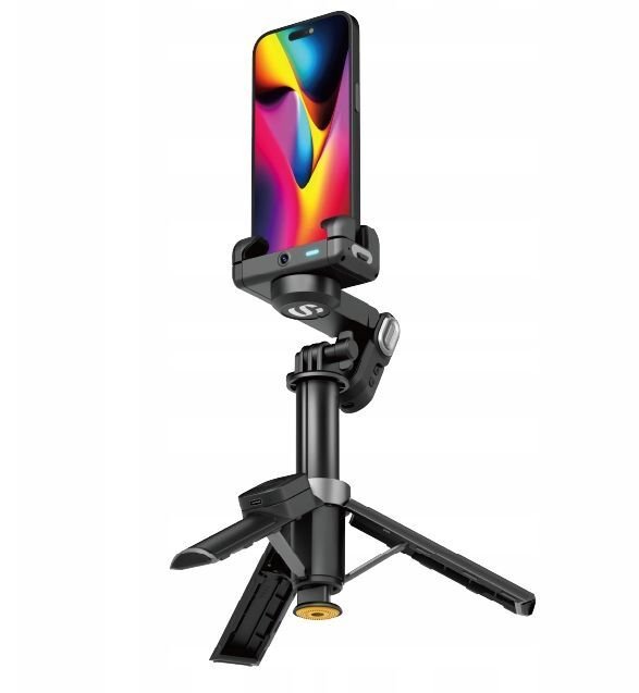 Shkop selfie tripod me gimbal Aochuan M3 Pro Mini, dritë LED, telekomandë, i zi