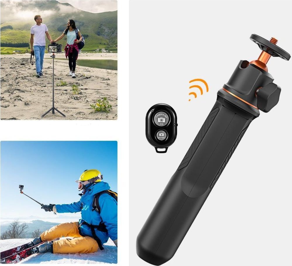 Shkop selfie tripod K&amp;F Concept 60cm, me telekomandë Bluetooth, për telefon dhe GoPro, i zi