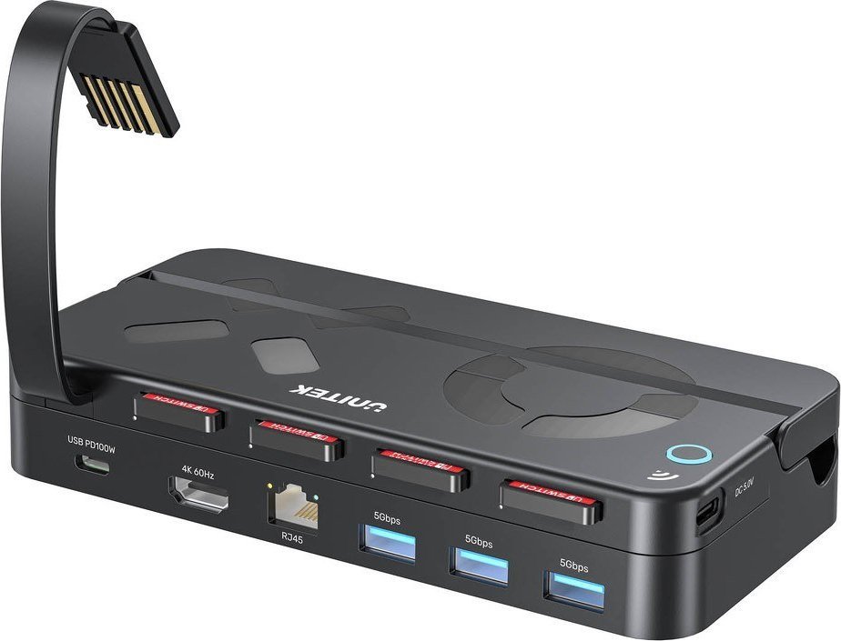 Docking station Unitek për Nintendo Switch, PD 100W, HDMI 4K, RJ-45, e zezë