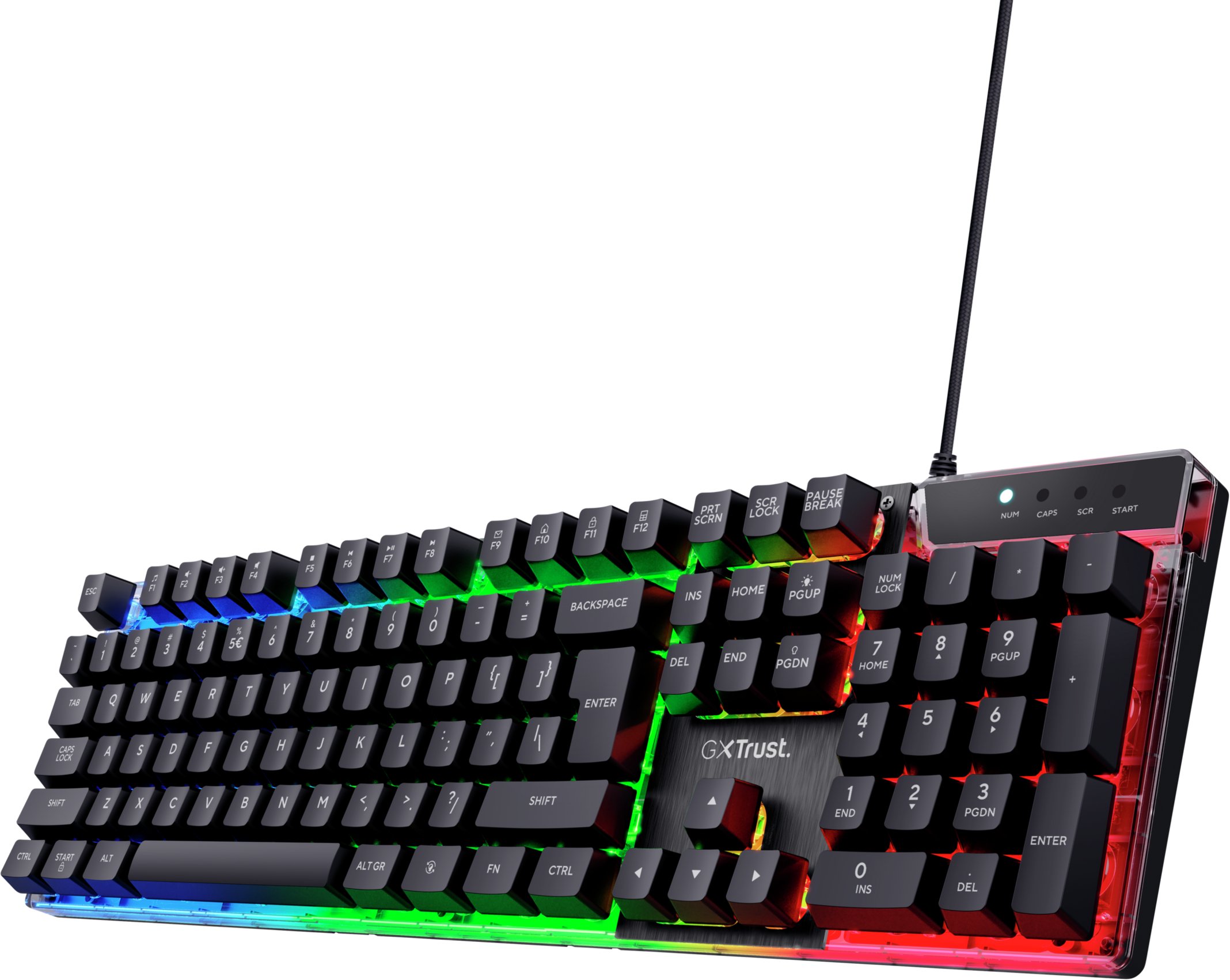 Tastierë gaming Trust GXT 835 Azor, layout anglisht, LED RGB, e zezë
