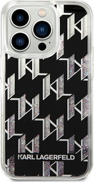 Mbrojtëse telefoni Karl Lagerfeld Liquid Glitter Monogram për iPhone 14 Pro 6.1", hardcase TPU PC, e zezë