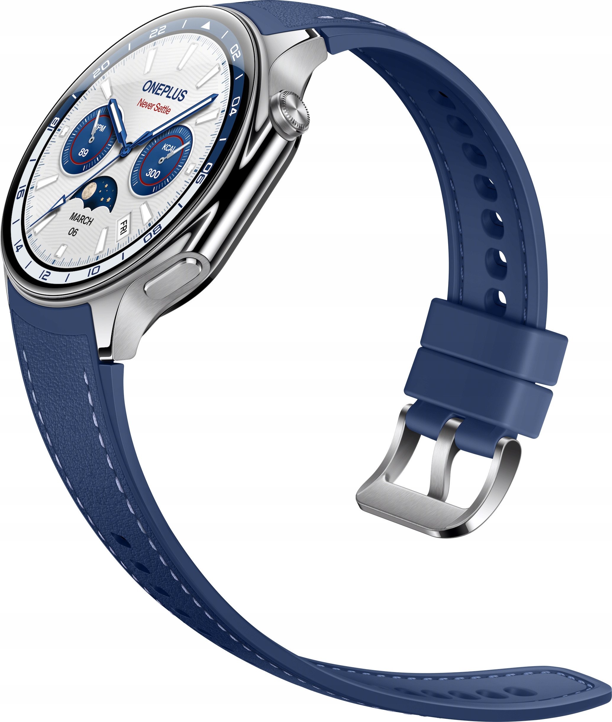 Ora inteligjente OnePlus Watch 2 Nordic Blue Edition, xham safiri, blu