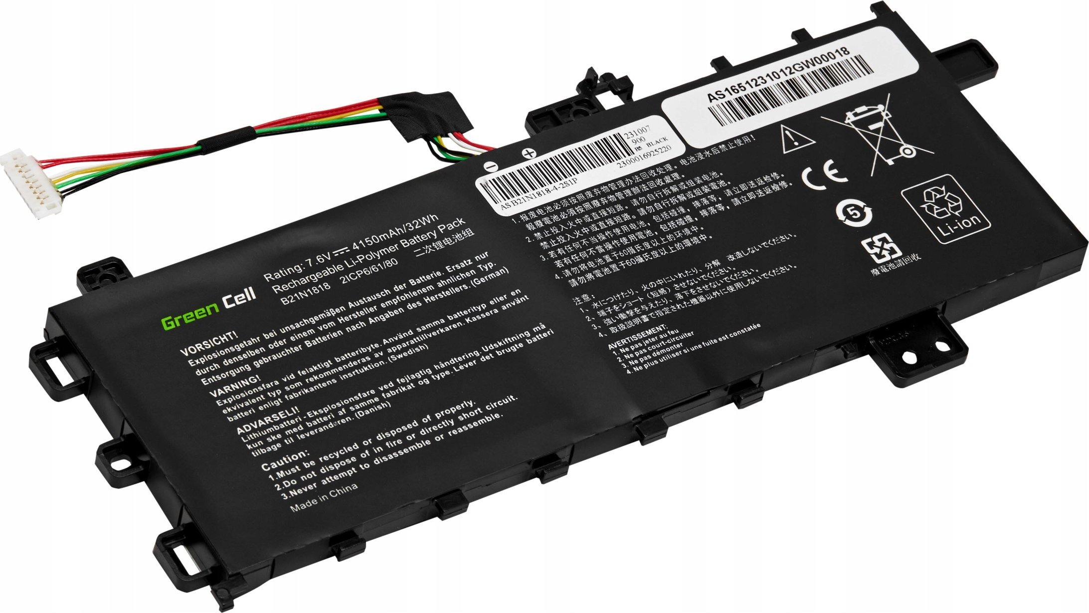 Bateri laptopi Green Cell GC AS165, 7.6V, 4150mAh, për Asus VivoBook 15